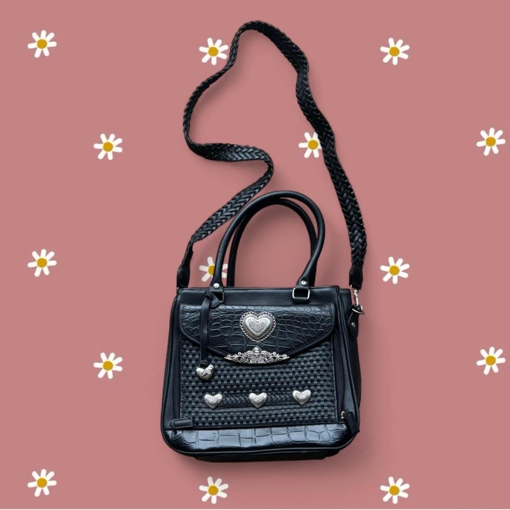 Brighton Black Handbag with Heart Accents
